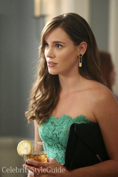 VALENTINO-strapless-green-floral-lace-dress-Seen-On-Revenge